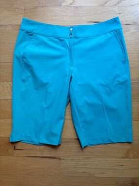 Teal Bermuda Shorts with Double Button Waist